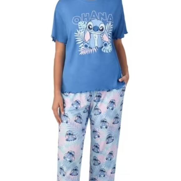 Disney Stitch Ohana 2-Piece Soft Pajama Set T-Shirt/Pants Women's Medium NWOT - Picture 2 of 9